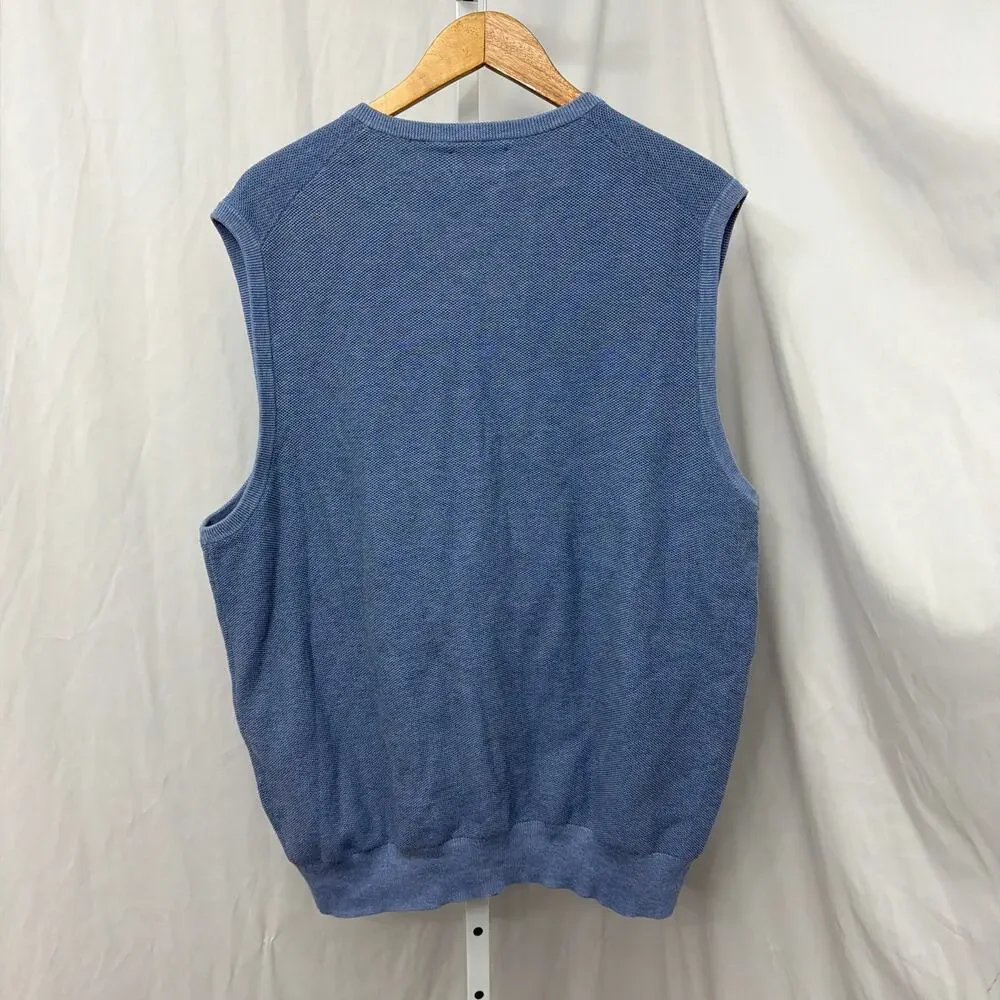 Polo Ralph Lauren Mens Vest XL Blue Pima Cotton V Neck
